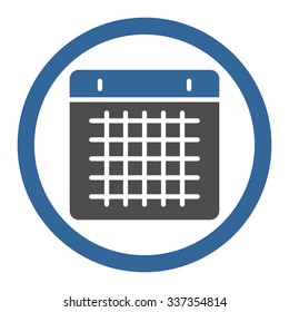 Calendar vector icon. Style is bicolor flat rounded symbol, cobalt and gray colors, rounded angles, white background.