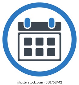 Calendar vector icon. Style is bicolor flat rounded symbol, smooth blue colors, rounded angles, white background.