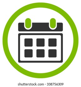 Calendar vector icon. Style is bicolor flat rounded symbol, eco green and gray colors, rounded angles, white background.