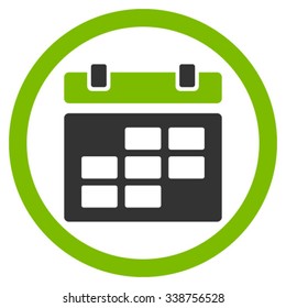 Calendar vector icon. Style is bicolor flat rounded symbol, eco green and gray colors, rounded angles, white background.