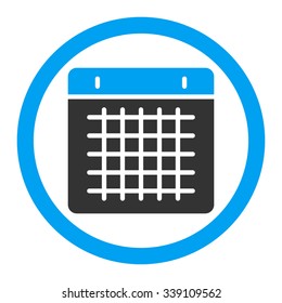 Calendar vector icon. Style is bicolor flat rounded symbol, blue and gray colors, rounded angles, white background.