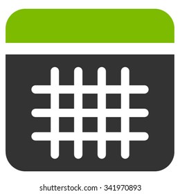 Calendar vector icon. Style is bicolor flat symbol, eco green and gray colors, rounded angles, white background.