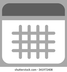 Calendar vector icon. Style is bicolor flat symbol, dark gray and white colors, rounded angles, silver background.