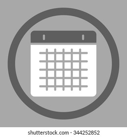 Calendar vector icon. Style is bicolor flat rounded symbol, dark gray and white colors, rounded angles, silver background.
