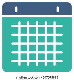 Calendar vector icon. Style is bicolor flat symbol, cobalt and cyan colors, rounded angles, white background.