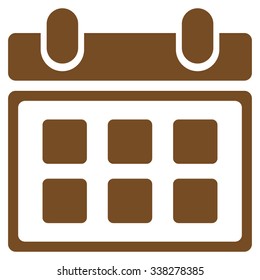 Calendar vector icon. Style is flat symbol, brown color, rounded angles, white background.