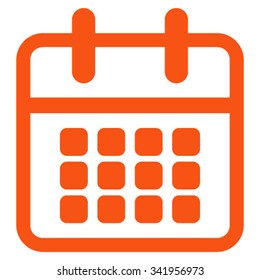 Calendar vector icon. Style is flat symbol, orange color, rounded angles, white background.