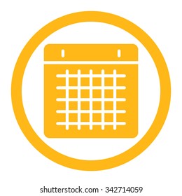 Calendar vector icon. Style is flat rounded symbol, yellow color, rounded angles, white background.