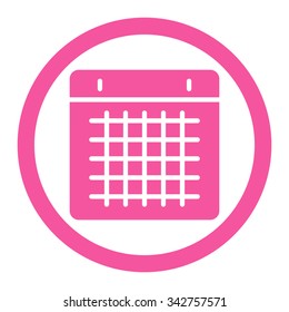 Calendar vector icon. Style is flat rounded symbol, pink color, rounded angles, white background.