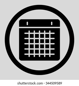 Calendar vector icon. Style is flat rounded symbol, black color, rounded angles, light gray background.