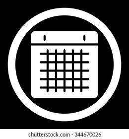 Calendar vector icon. Style is flat rounded symbol, white color, rounded angles, black background.