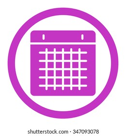 Calendar vector icon. Style is flat rounded symbol, violet color, rounded angles, white background.