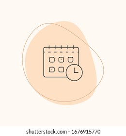  Icono de vector de calendario. Símbolo de calendario. Signo de reloj. Icono de fecha límite. Administración de tiempo. Días naturales. Icono de vacaciones