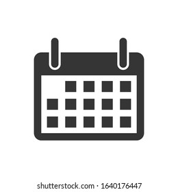 Calendar vector icon. Calendar symbol on white background. Vector illustration. Black calendar icon.