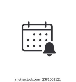 Kalender, Vektorsymbol. Kalendersymbol. Zeitmanagement. Feiertage-Symbol. Deadline-Symbol Abreißkalender. Zeitplan. Aufgabenmanager. Feierliches Datum. Benachrichtigungssymbol. Planung. Erinnerung. Glockensymbol.