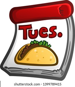 A calendar vector icon for a Taco Tuesday restaurant special