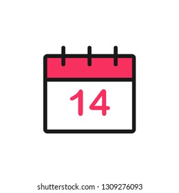 Calendar vector icon, valentine's day symbol