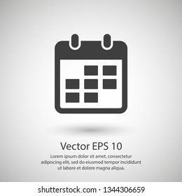 Calendar vector icon. Web design icon. Calendar on the wall. Flat calendar icon. Vector icon EPS 10