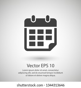 Calendar vector icon. Web design icon. Calendar on the wall. Flat calendar icon. Vector icon EPS 10