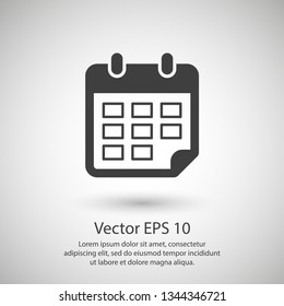 Calendar vector icon. Web design icon. Calendar on the wall. Flat calendar icon. Vector icon EPS 10