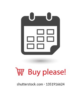 Calendar vector icon. Web design icon. Calendar on the wall. Flat calendar icon. Vector icon EPS 10