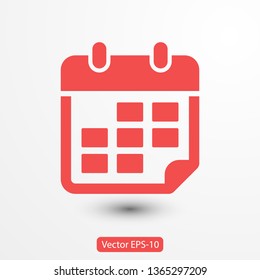 Calendar vector icon. Web design icon. Calendar on the wall. Flat calendar icon. Vector icon EPS 10