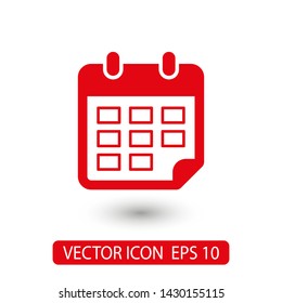 Calendar vector icon. Web design icon. Calendar on the wall. Flat calendar icon. Vector icon EPS 10