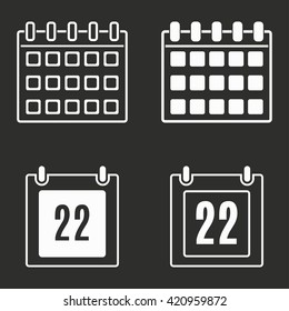 Calendar   vector icon. White illustration isolated on black background for graphic and web design.