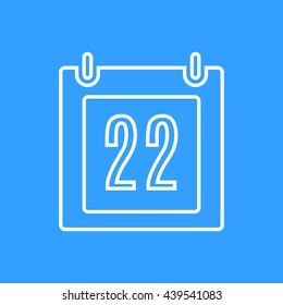 Calendar vector icon. White Illustration isolated on blue background for graphic and web design.