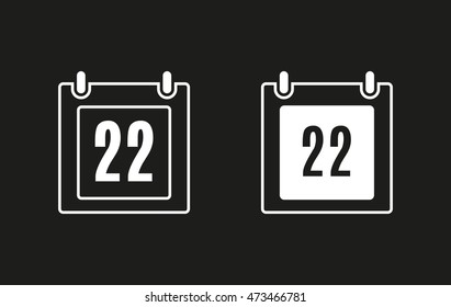 Calendar vector icon. White illustration isolated on black background for graphic and web design.