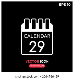 Calendar Vector Icon.Flat,Modern,Creative Calendar Vector Icon Illustration For Web And Mobile App Isolated On Black Backtround.Ui/Ux