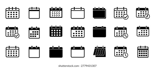Calendar vector icons. Calendar icon set. Calender symbol. Calendar planner icon collection.books. Various books icons 