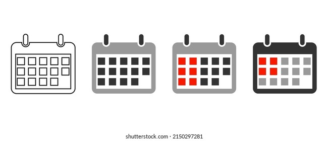 Calendar vector icons on white background. Vector illustration eps10