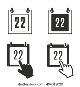 Calendar vector icons set. Black illustration isolated on white background for graphic and web design.