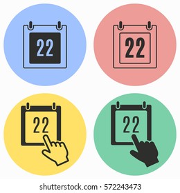 Calendar vector icons set. Black illustration isolated for graphic and web design.