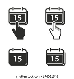 Calendar vector icons set. Black Illustration isolated for graphic and web design.