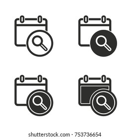 Calendar vector icons set. Black illustration isolated for graphic and web design.