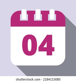 Iconos vectoriales de calendario. Conjunto de iconos planos de calendario marcando el día 04.