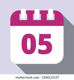 Iconos vectoriales de calendario. Conjunto de iconos planos de calendario marcando el día 05.