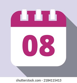 Calendar vector icons. Set of calendar flat icons marking day 08