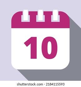Iconos vectoriales de calendario. Juego de iconos planos de calendario marcando el día 10.
