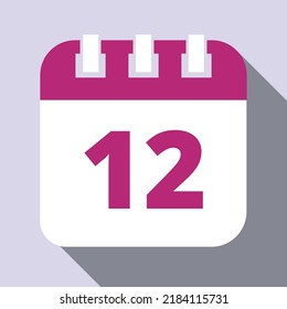 Calendar vector icons. Set of calendar flat icons marking day 12.