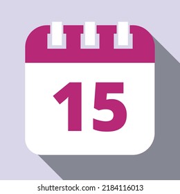 Calendar vector icons. Set of calendar flat icons marking day 15.