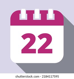 Calendar vector icons. Set of calendar flat icons marking day 22.