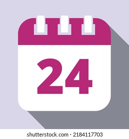 Calendar vector icons. Set of calendar flat icons marking day 24.