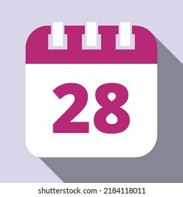 Iconos vectoriales de calendario. Conjunto de iconos planos de calendario marcando el día 28.