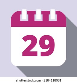 Calendar vector icons. Set of calendar flat icons marking day 29.