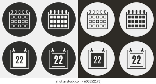 Calendar vector icons set. Illustration isolated for graphic and web design.