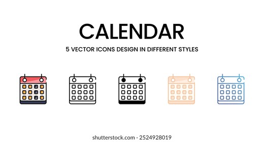 Conjunto de iconos de vectores de calendario listo para usar ilustración de stock