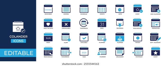 Calendar vector Icons Set - vector Stock Illustration Design. Perfect for websites and apps related to scheduling, planning, and events.